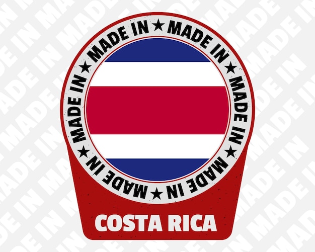 Made in Costa Rica vector badge isolated icon with country flag origin marking stamp sign design