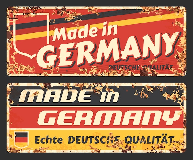 Made in Germany rusty metal signs with German flag