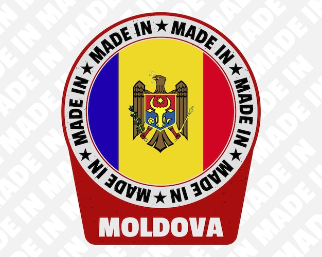 Made in Moldova vector badge isolated icon with country flag origin marking stamp sign design