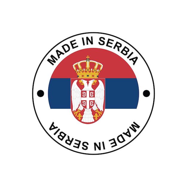 MADE IN SERBIA circle stamp with flag on white background vector illustration