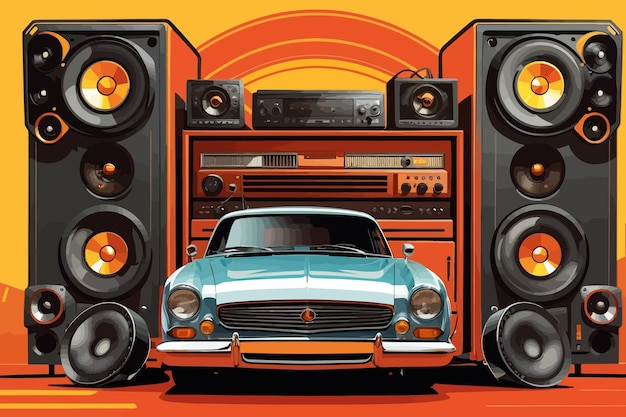 made of Speakers car radios car amplifiers cables fuse image illustration