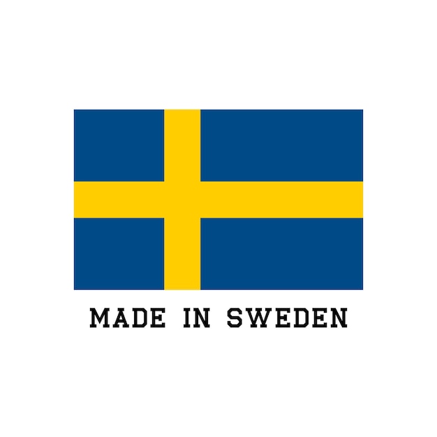 Made in Sweden icon with flag. Label vector logo for package design.