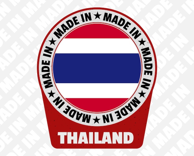 Made in Thailand vector badge isolated icon with country flag origin marking stamp sign design