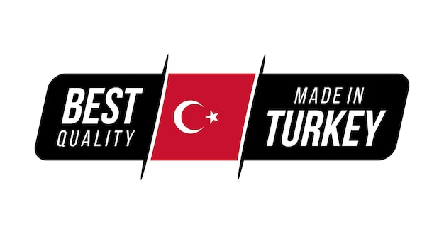 Made in Turkey icon. minimalist lbest quality label with country flag. vector illustration