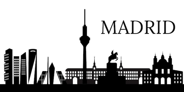 Madrid silhouette Madrid skyline image in flat design