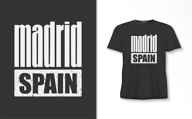 Madrid spain typography tshirt