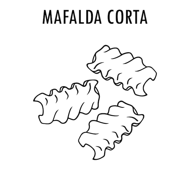 Mafalda corta doodle food illustration Hand drawn line art graphic print of Mafaldine Italian pasta