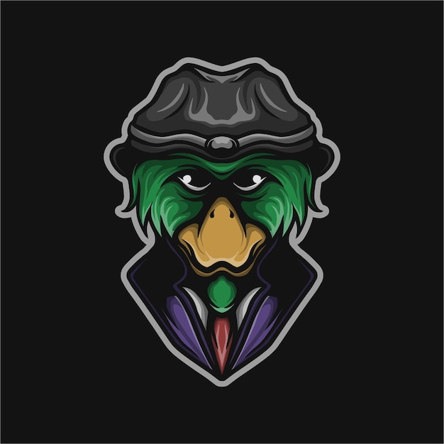 Mafia duck head vector illustration