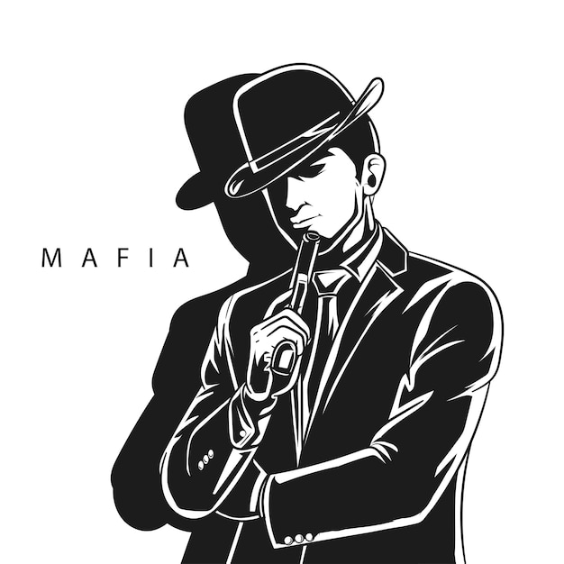 Mafia Gangster on white Background