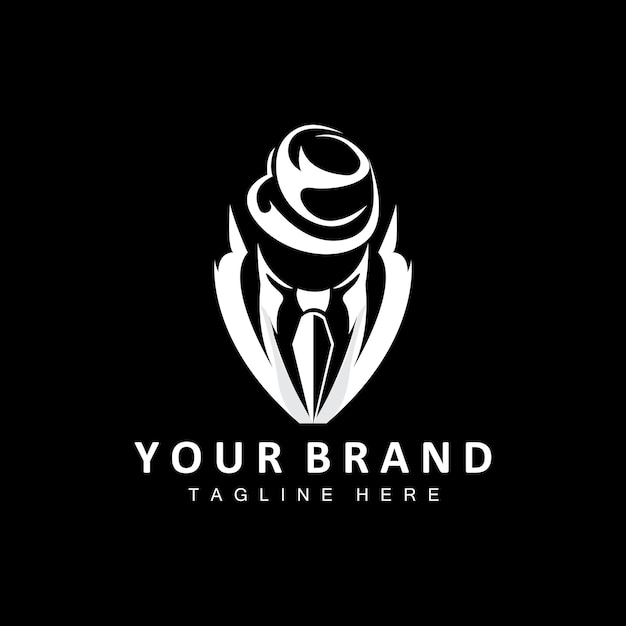 Mafia Logo Design Tuxedo Suit Icon Vector Businessman Logo Detective Brand Label