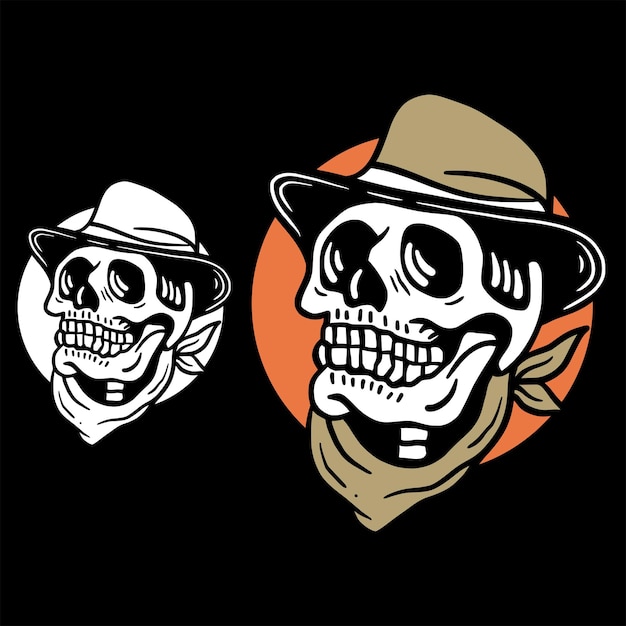 mafia skull skeleton gangster hand drawing illustration