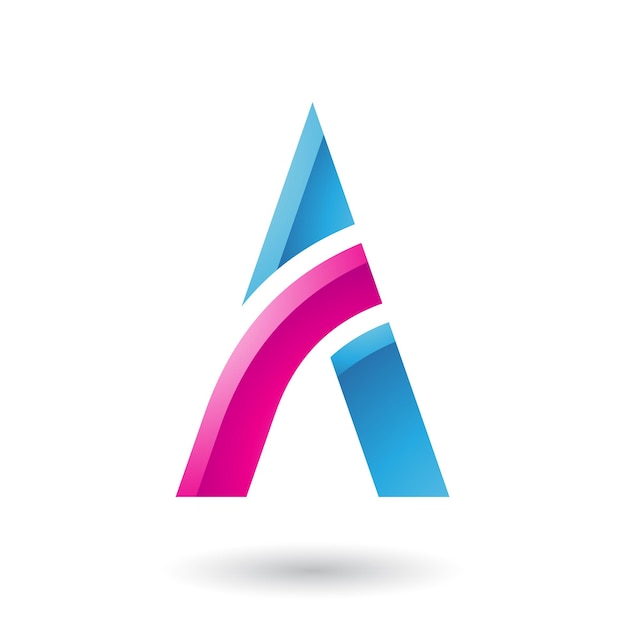 Magenta and Blue Letter A with a Bowed Stick Vector Illustration