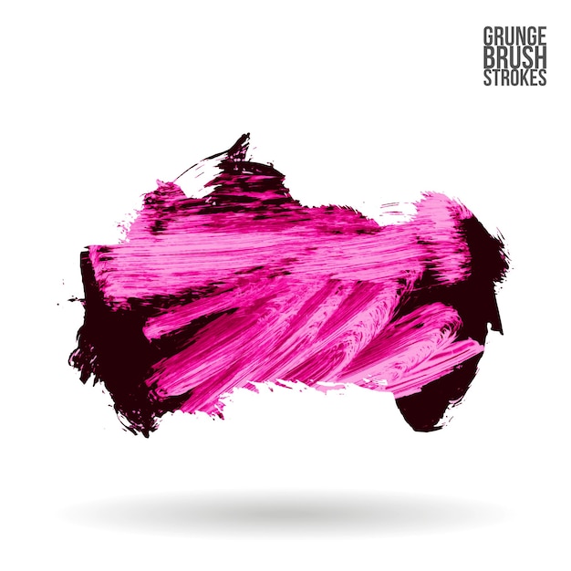 Magenta brush stroke and texture. Grunge vector abstract hand - painted element.