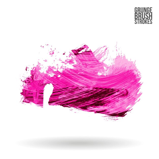 Magenta brush stroke and texture. Grunge vector abstract hand - painted element.