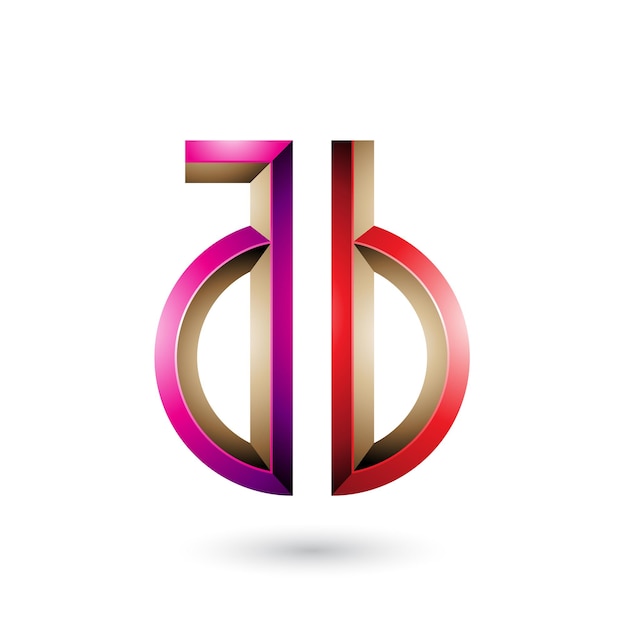 Magenta and Red Keylike Symbol of Letters A and B Vector Illustration