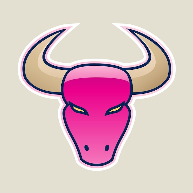 Magenta Strong Bull Icon Vector Illustration