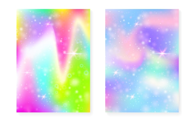 Magic background with princess rainbow gradient Kawaii unicorn