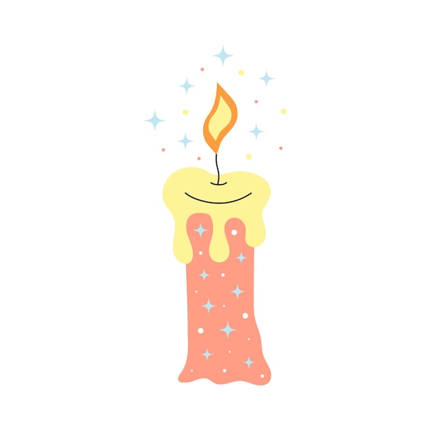 Magic candle with stars Esoteric mystical symbol in pastel colors