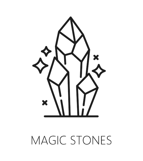 Magic crystals witchcraft and magic icon for esoteric astrology or mystery occult vector symbol Cartoon magic crystals of oracle providence or clairvoyant sign witch divination or esoteric amulet