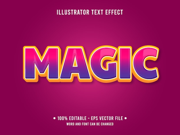 Magic editable text effect modern style with gradient purple color