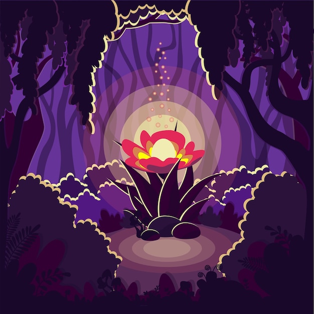 magic forest magic flower cartoon illustration