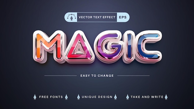 Magic Glass Editable Text Effect, Font Style