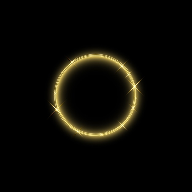 Magic gold circle light effect. Illustration isolated on background.