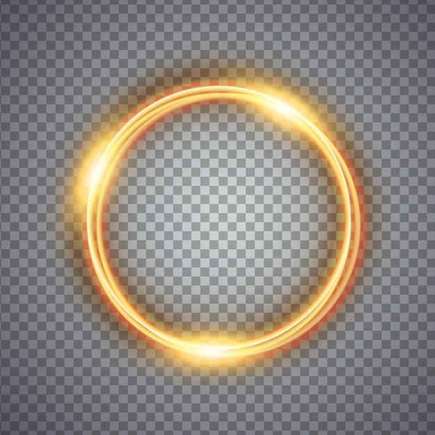 Magic gold circle light effect. Illustration isolated on background.