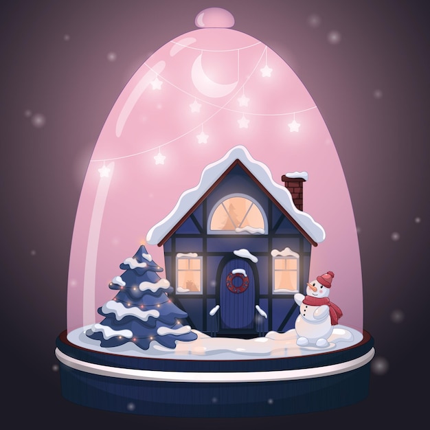 magic house flat vector fantasy house snowman flat vector christmas tree flat vector christmas