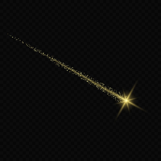 Magic light glow effect stars bursts with sparkles isolated on transparent background. Light trace