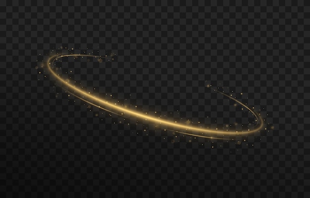 Magic light trail of glittering comet tail Shimmering golden wave with glitter