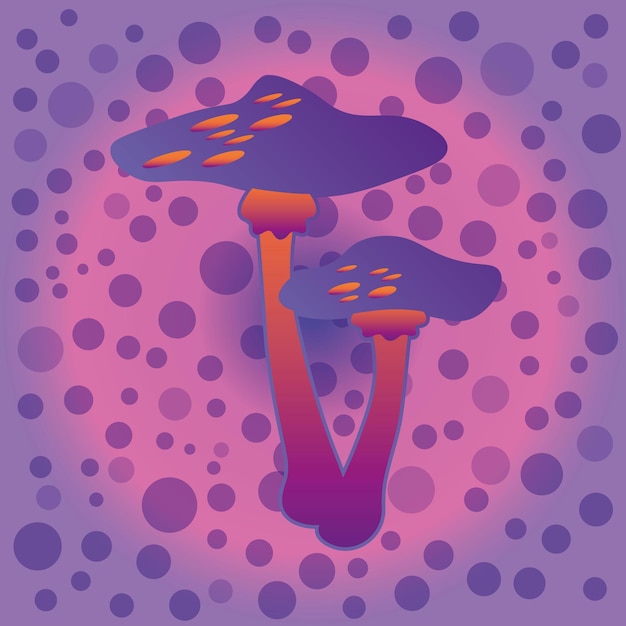 Magic mushroom Psychedelic hallucination Vibrant vector illustration 60s hippie colorful art EPS