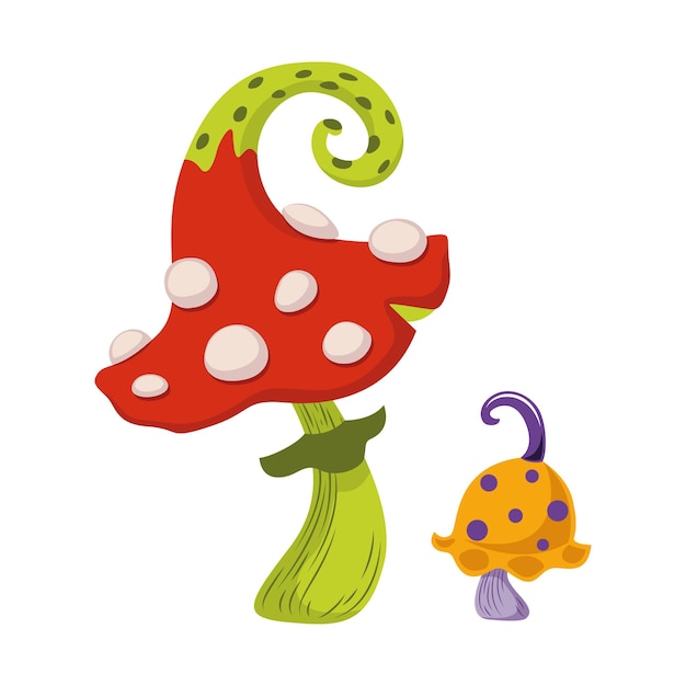 Magic mushrooms for Halloween. Cartoon vector illustration