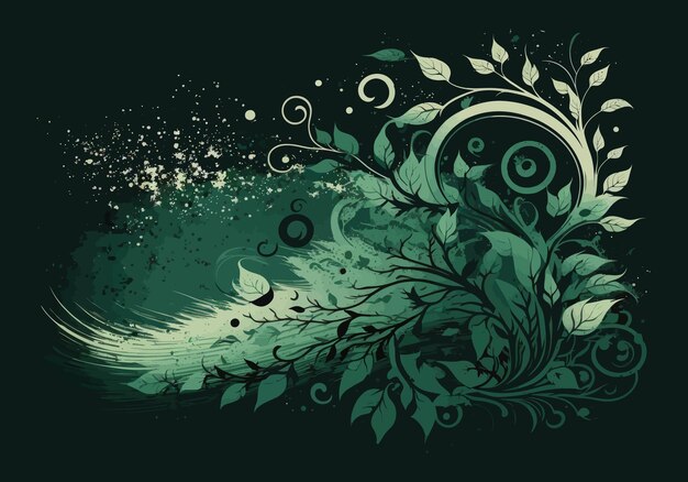 Vector magic of nature illustration in abstract style generative ai green abstraction foliage vertical environment curve planet plants spring beauty dream nature concept vector illustration