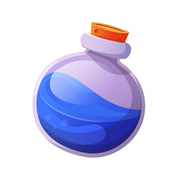 Magic potion Cartoon game interface elements alchemist bottles with elixir