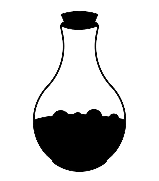 Magic Potion round bottom flask Bottle Icon chemistry science beaker Silhouette Illustration