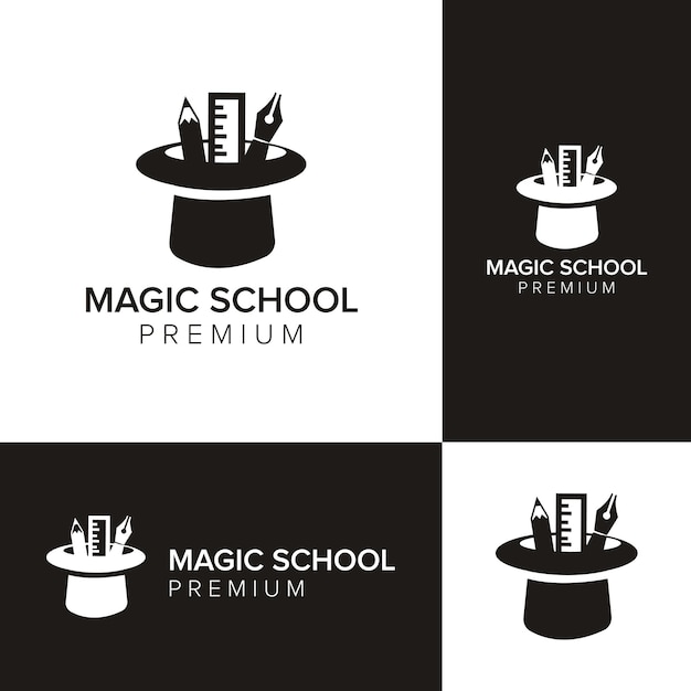 Magic school logo icon vector template