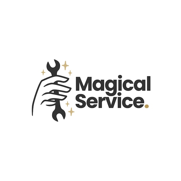 Magic service wrench hand mystic logo template