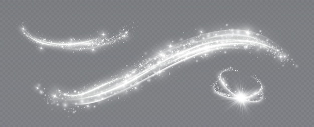 Magic spiral with sparkles.White light effect.Glitter particles with lines.Swirl effect