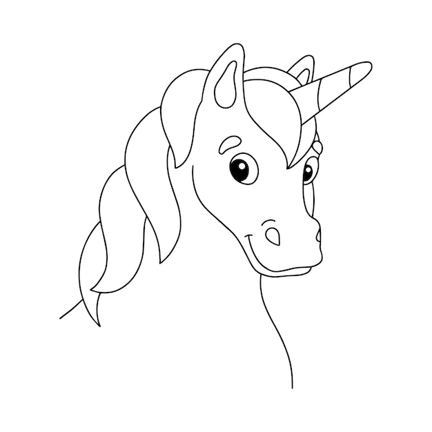 Magic unicorn Fairy horse Coloring book page for kids Cartoon style character