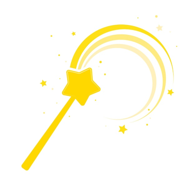 Magic wand icon vector template in yellow color Magic wand vector icon movement with stars