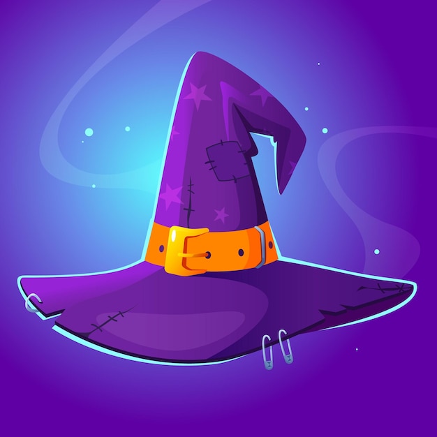 Magic witch hat with buckle on white background