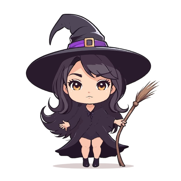 Vector magical charm vector illustration of a chibi woman witch