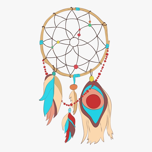 Magical dreamcatcher with sacred feathers to catch dreams pictogram