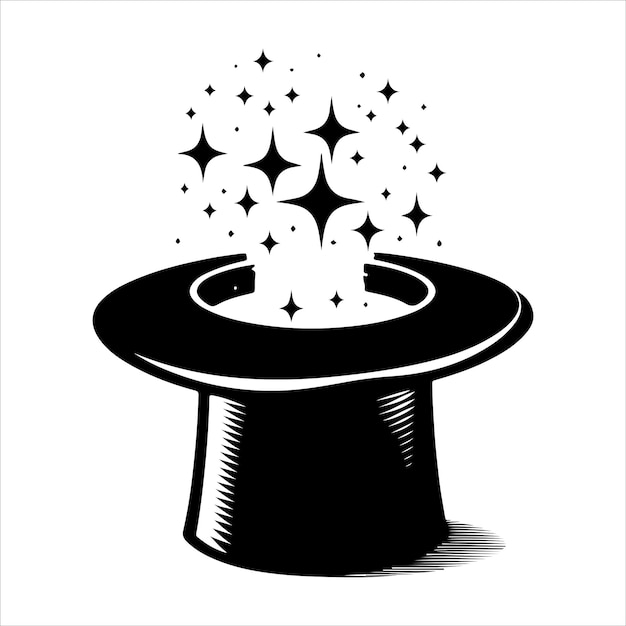 Vector magical hat icon silhouette top hat vector illustration