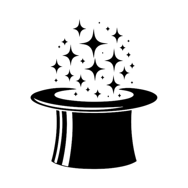 Magical hat silhouette vector Magic wand icon logo vector retro magician hat icon clipart symbol