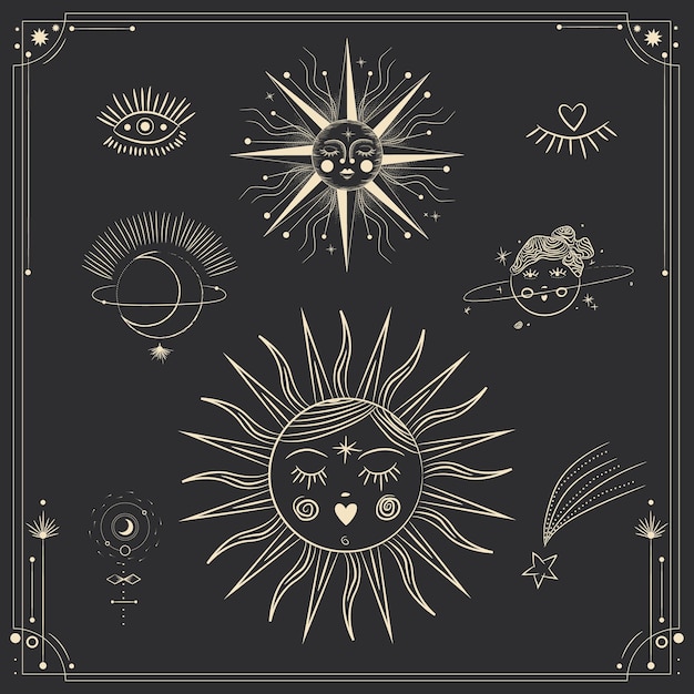 Vector magical mystical sacred illustration in vintage retro engraving style