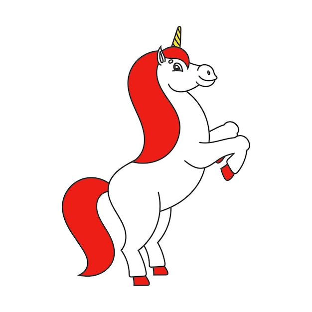 The magical unicorn reared up The animal horse stands on its hind legs