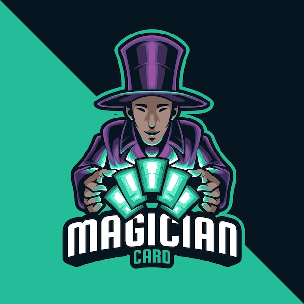 Magican Card Mascot Logo Vector