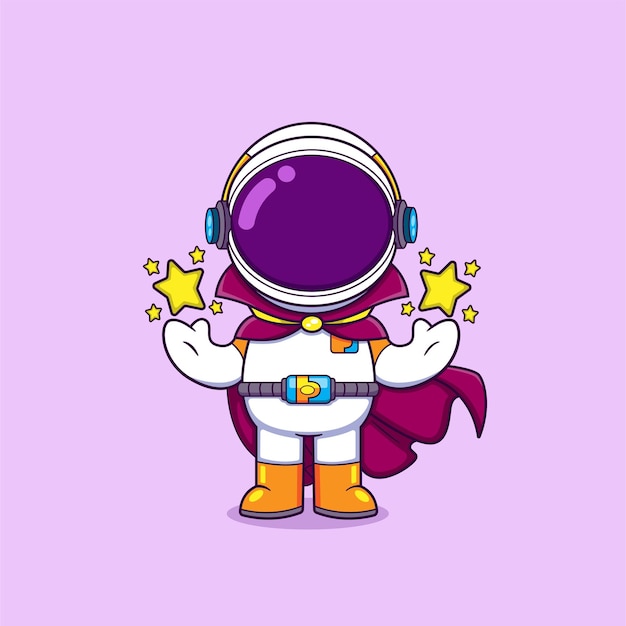 The magician astronaut is wearing a robe and doing some magic with lots of star